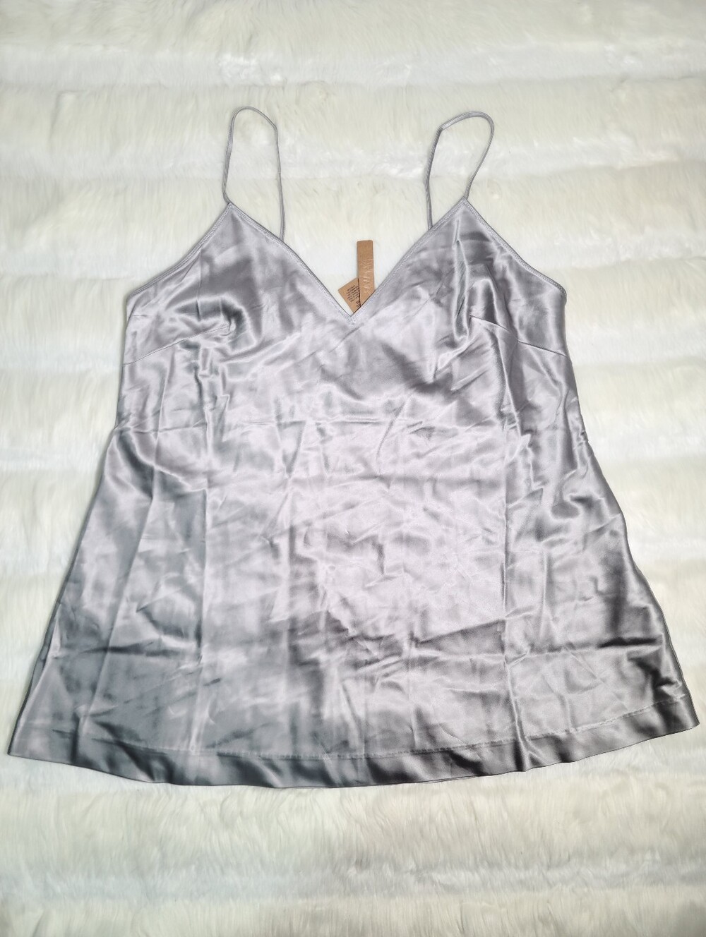 SKIMS Heavyweight Satin Cami Mini Dress Silver Mirror Women 3X NEW